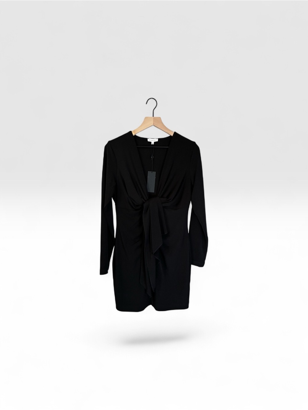 Women’s Gianni bini Black Long-Sleeve Tie-Front Dress